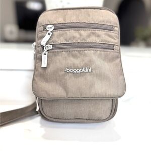 Baggallini Taupe Nylon Crossbody Travel Bag RFID